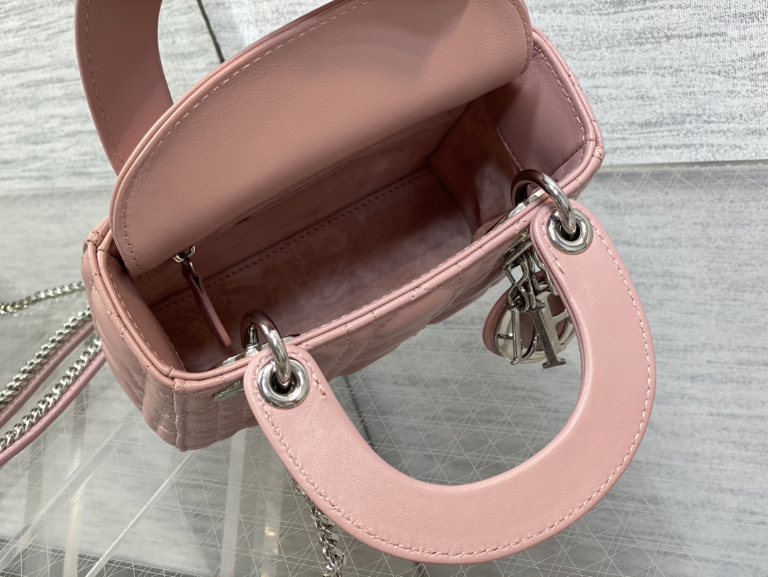 Mini Lady Dior Bag Pink Cannage Lambskin